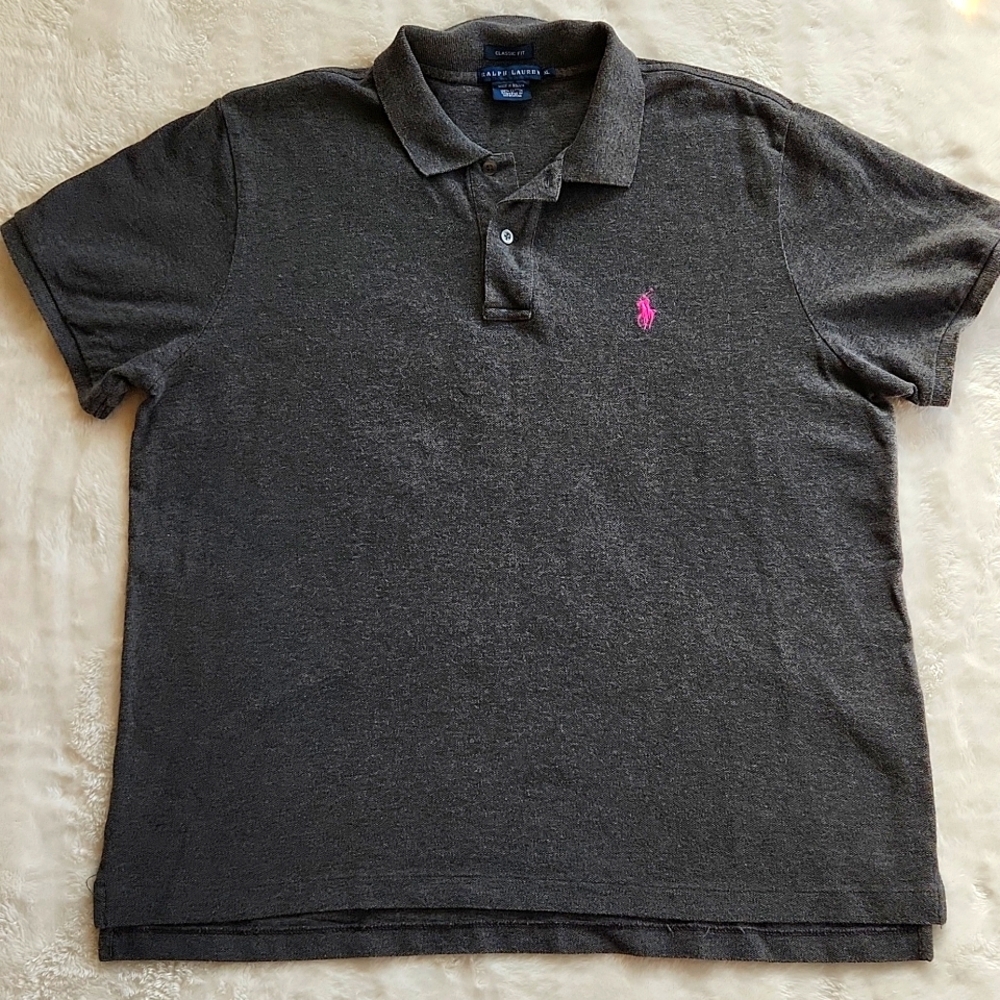 Charcoal Gray Ralph Lauren Polo Shirt, Size XL